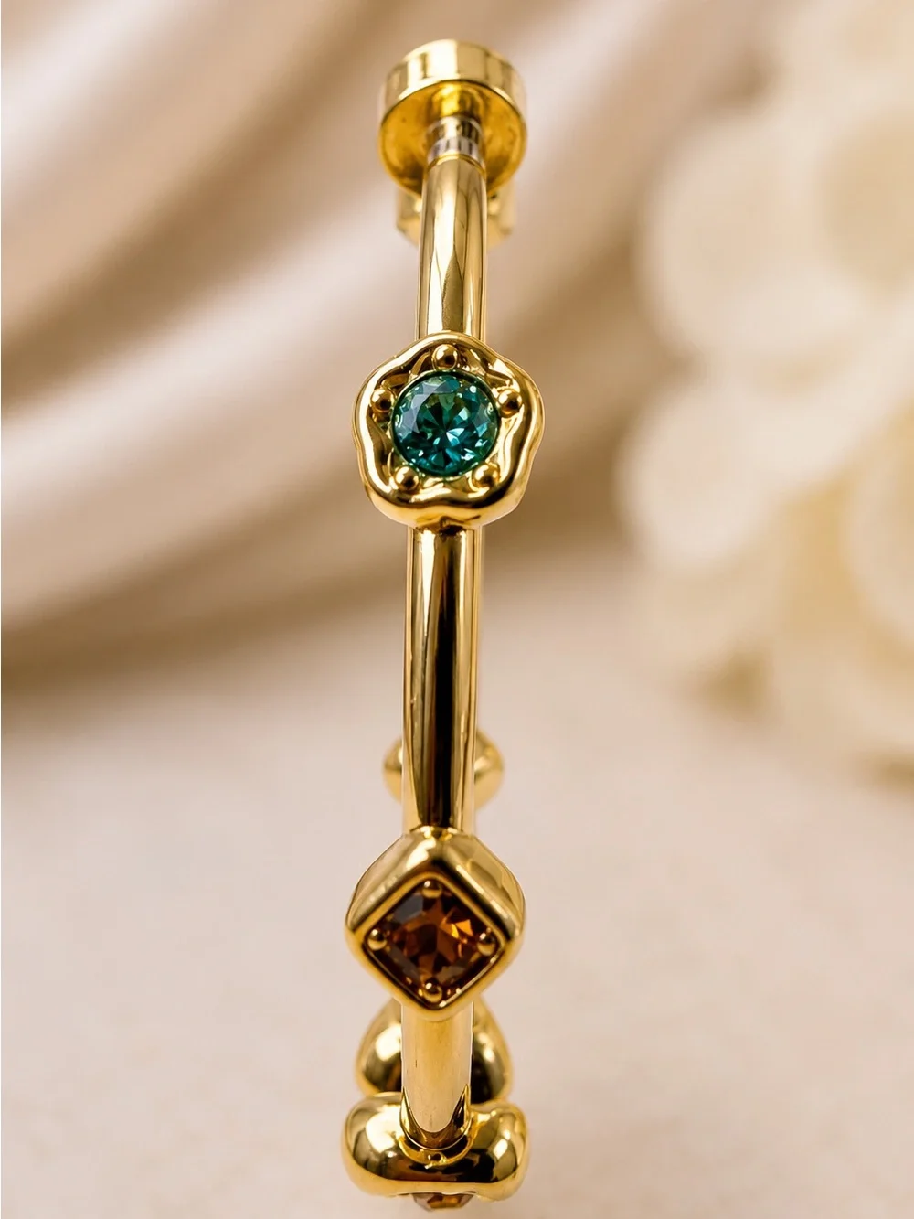 Coach Gold Tone Crystal Accent Hoop Earrings